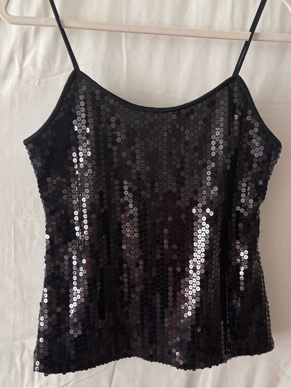 Black Sequin Spaghetti Strap Cami by